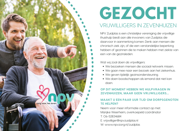 GEZOCHT: vrijwilligers in Zevenhuizen